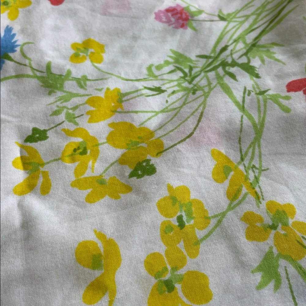 VTG Fieldcrest Perfection Percale queen flat sheet floral pattern Primary colors